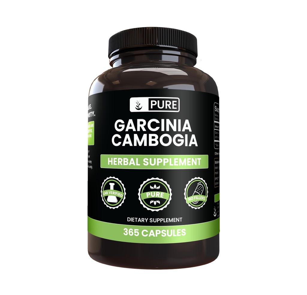 INGREDIENTE ORIGINALE PURE Garcinia Cambogia, Nu Magneziu sau Rice Fillers, Mereu Pure, Lab Verified (365 Count)