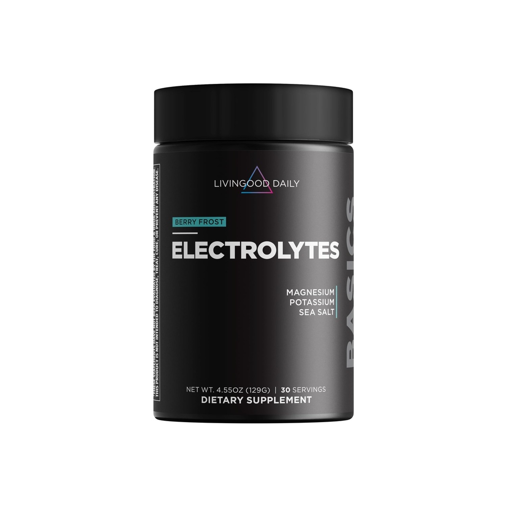 Livingood Daily Electrolytes Powder, Electrolytes Hidration Drink Mix cu vitamina C, Magneziu, Taurină & Sare de mare, Electrolit Supliment pentru Energie & Hidratare, Keto, Berry Frost Flavor, 30 Srvgs