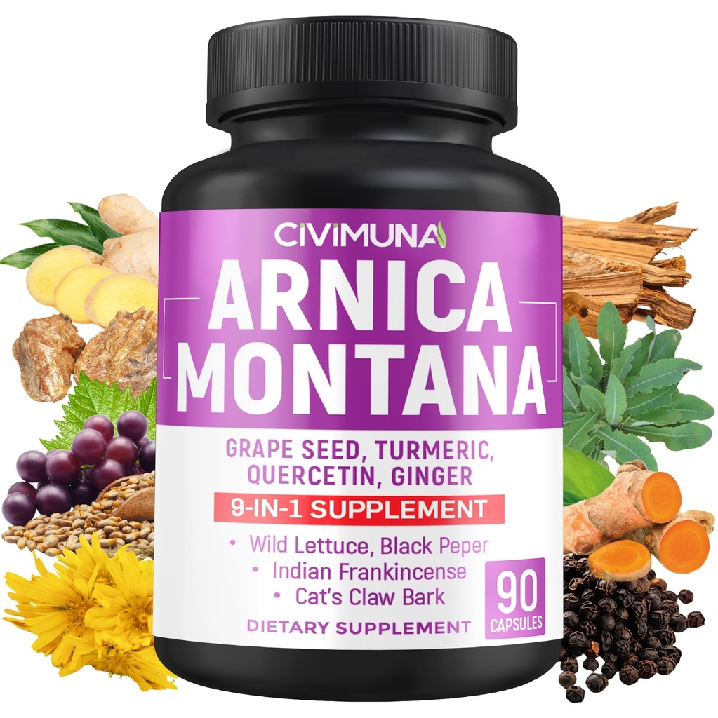 Capsule Arnica cu arnica, semințe de struguri, turmeric și mai mult - 90 capsule pentru 3 luni de aprovizionare