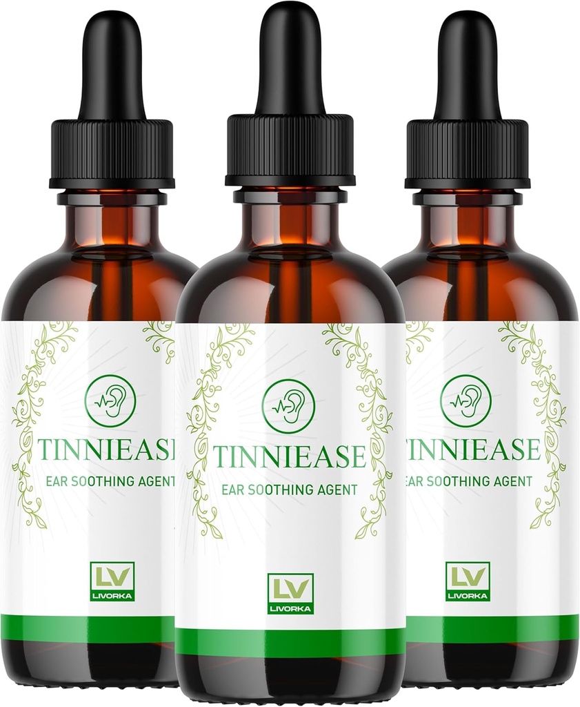 LIVORKA (3 ambalaj) Picături de tinniează, picături de tinniează pentru susţinerea auzului, picături de Tini Ease, picături de urechi Tinniease, 3 flacoane pentru 90 zile