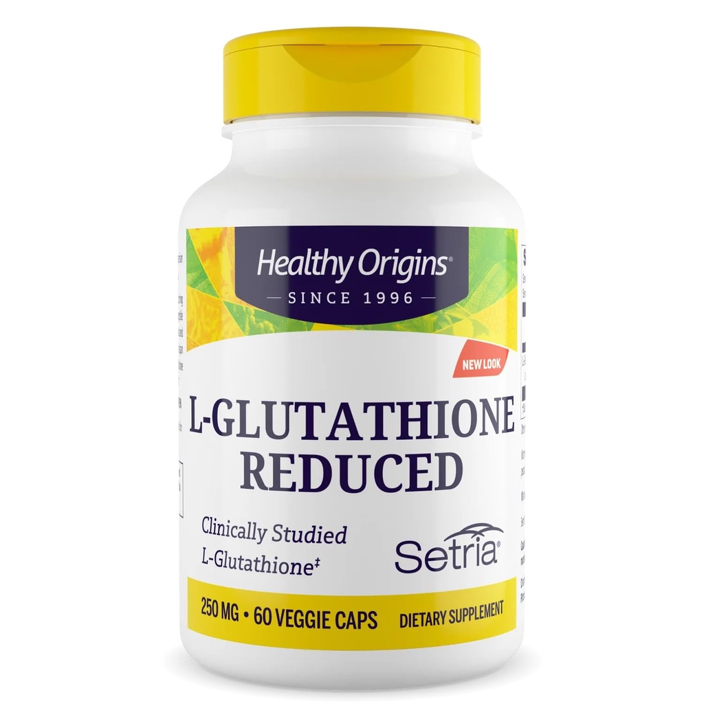 Origini sănătoase L-Glutatione 250 mg (Setria, Non-GMO, Gluten Free, Antioxidant, Suport Imun, Skin Support), 60 Veggie Caps