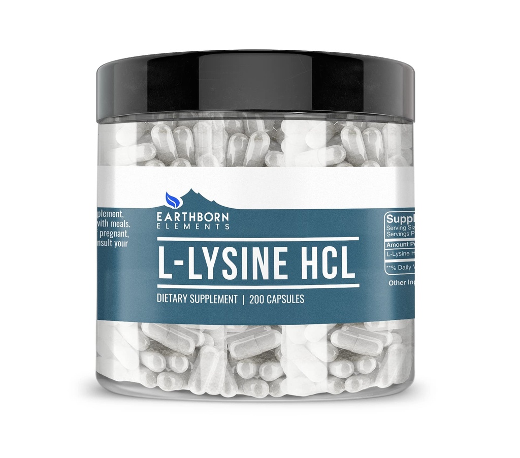 Elemente pământene L-Lysine HCL 200 Capsule, Pure & Nediluate, fără aditivi