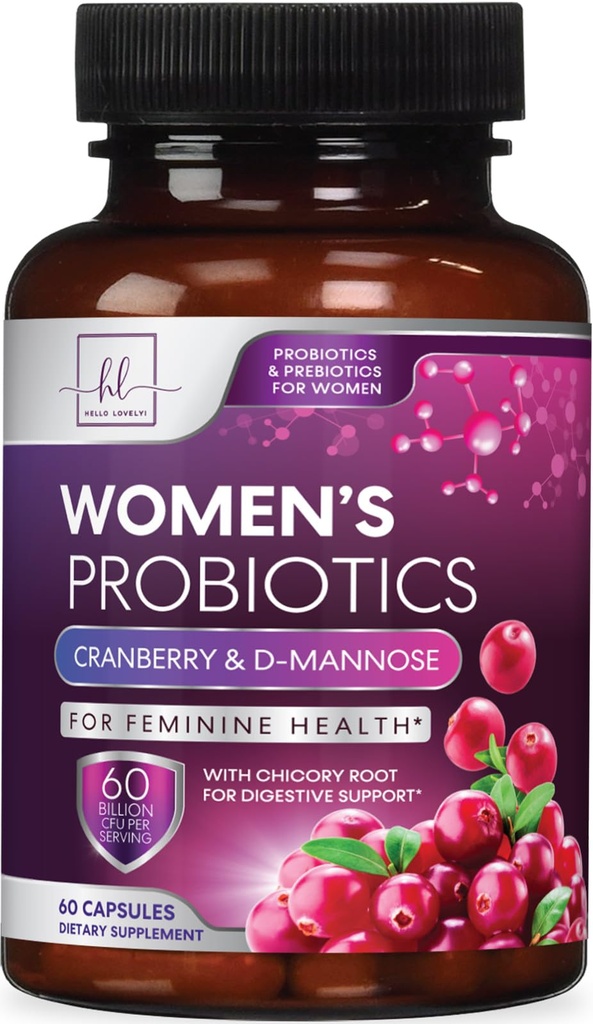 Probiotice pentru femei Digestive de sănătate de sprijin - 60 Miliarde CFU Femei Probiotice, 16 Strains, pentru echilibrul pH-ului, suport vaginal cu cranberry pentru sănătate gută, suport urinar și imun - 60 capsule