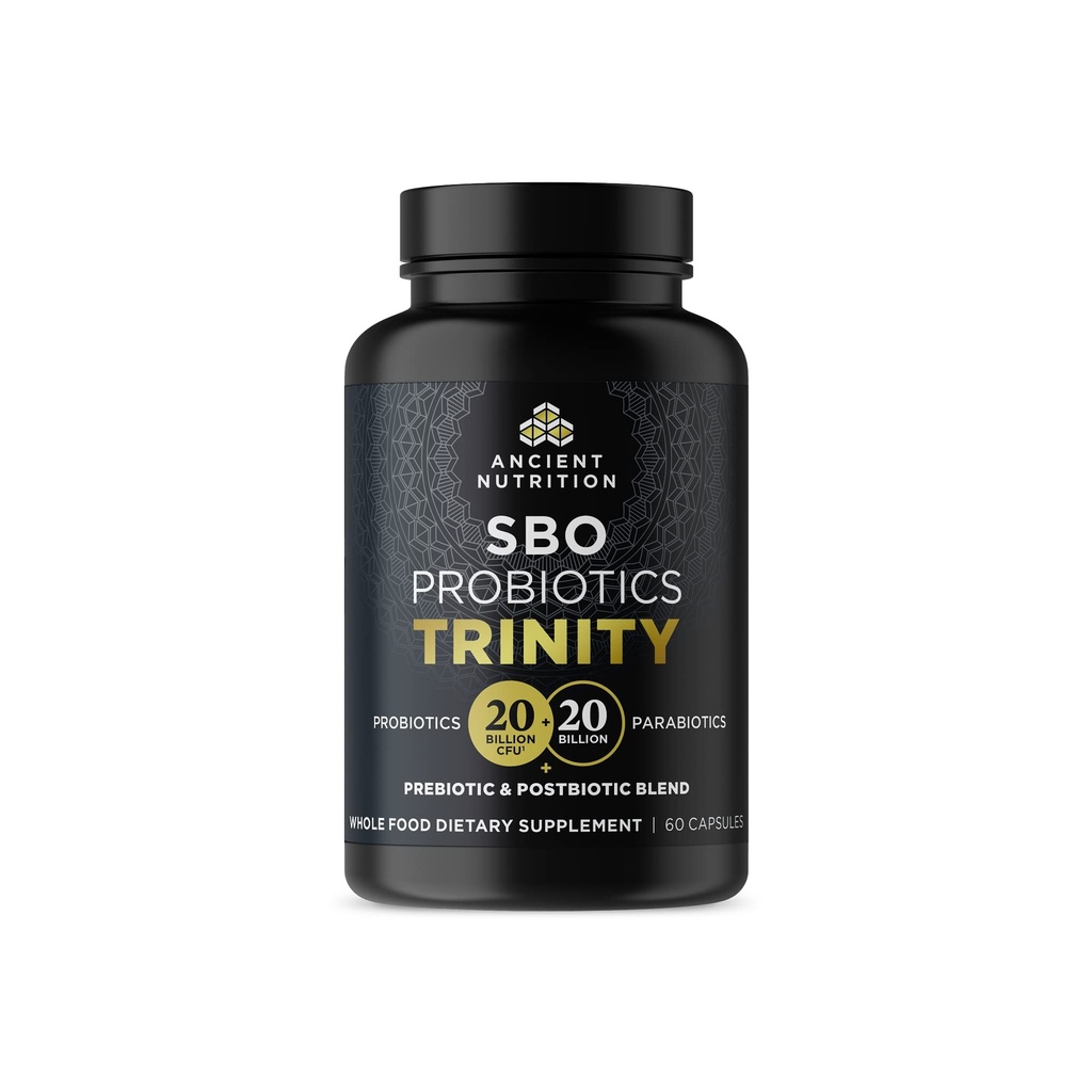 Nutriţie antică SBO Probiotic Trinity Daily Care, Probiotice pentru Digestive Health, 40 Miliarde Blend de Prebiotice, Probiotice, Postbiotice, şi Parabiotice reduce Ocazional Blooting, 60 Conte