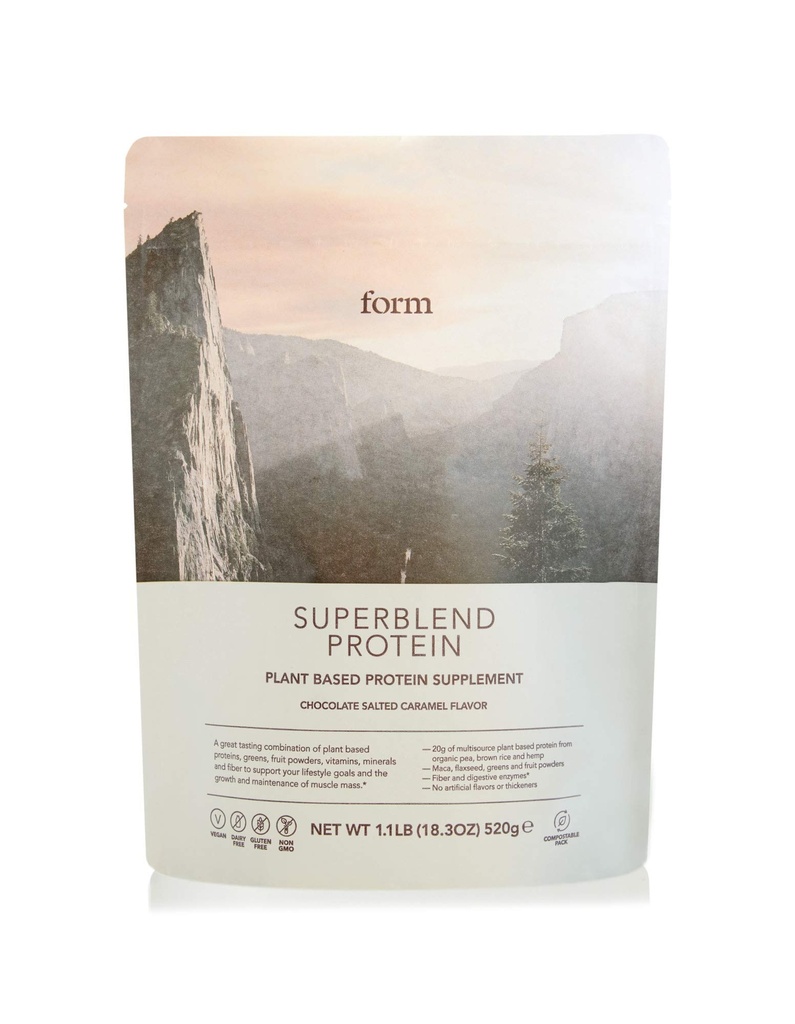 Form Superblend Proteina - Pudra de proteine din Vegan cu super-alimente, vitamine si minerale - 20g de proteine pe bază de plante per servire (Caramel sarat de ciocolată)