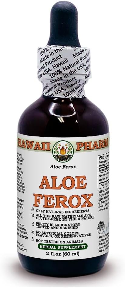 Aloe Alcool-Liquid Extract, Aloe (Aloe Ferox) Frunza uscata Glicerit Herbal Supliment 2 oz