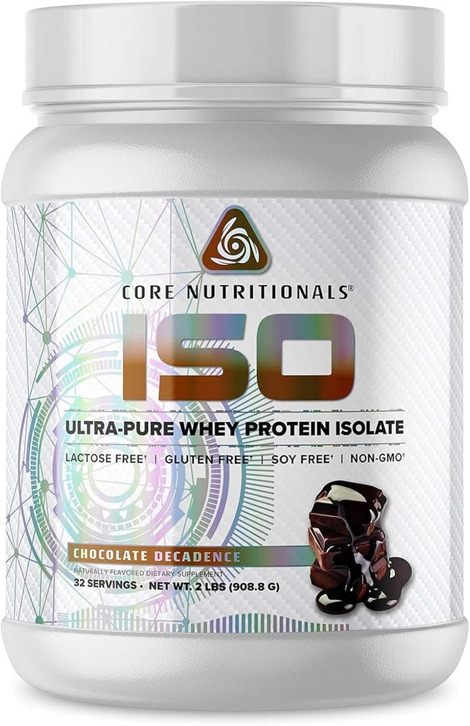 Nutriții de bază ISO, 100% Micro Filtrare, Zero Fillere Artificiale, 25g Izolat de proteine Whey, 32 Servings (Chocolate Decadence)