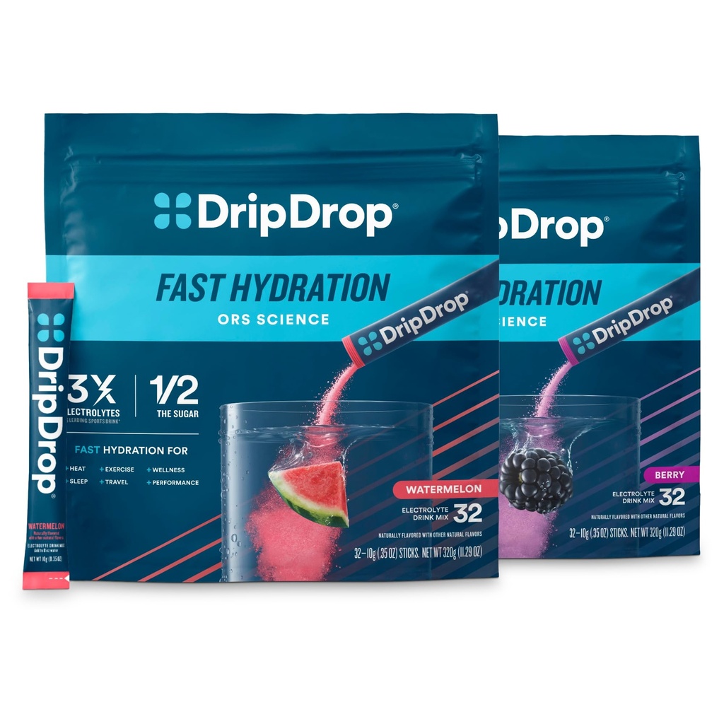 Hidratare dripDrop - Pachete cu pulbere electrolit - Pepene verde & Berry - 64 Conte