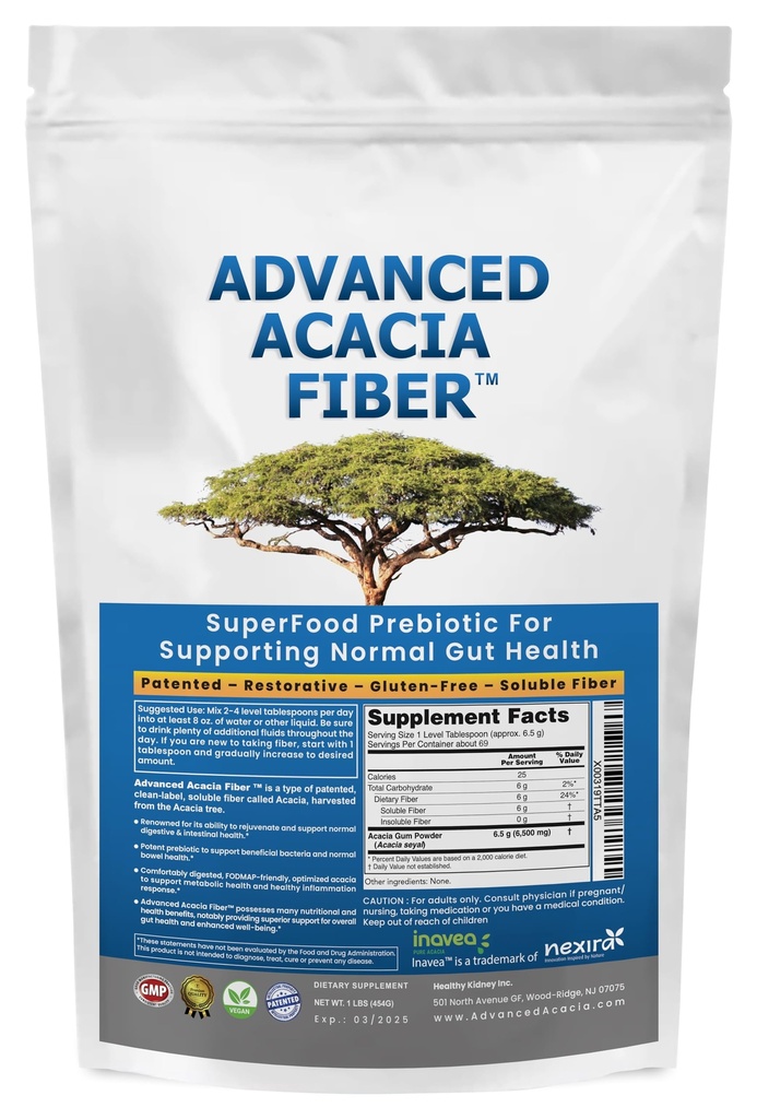 Advanced Acacia Fiber Powder 16oz Organic Soluble Fiber Leaky Gut Repair Powder. Suplimentul Natural pentru Sănătatea Gutului, Regularitate, Întinerire Digestivă