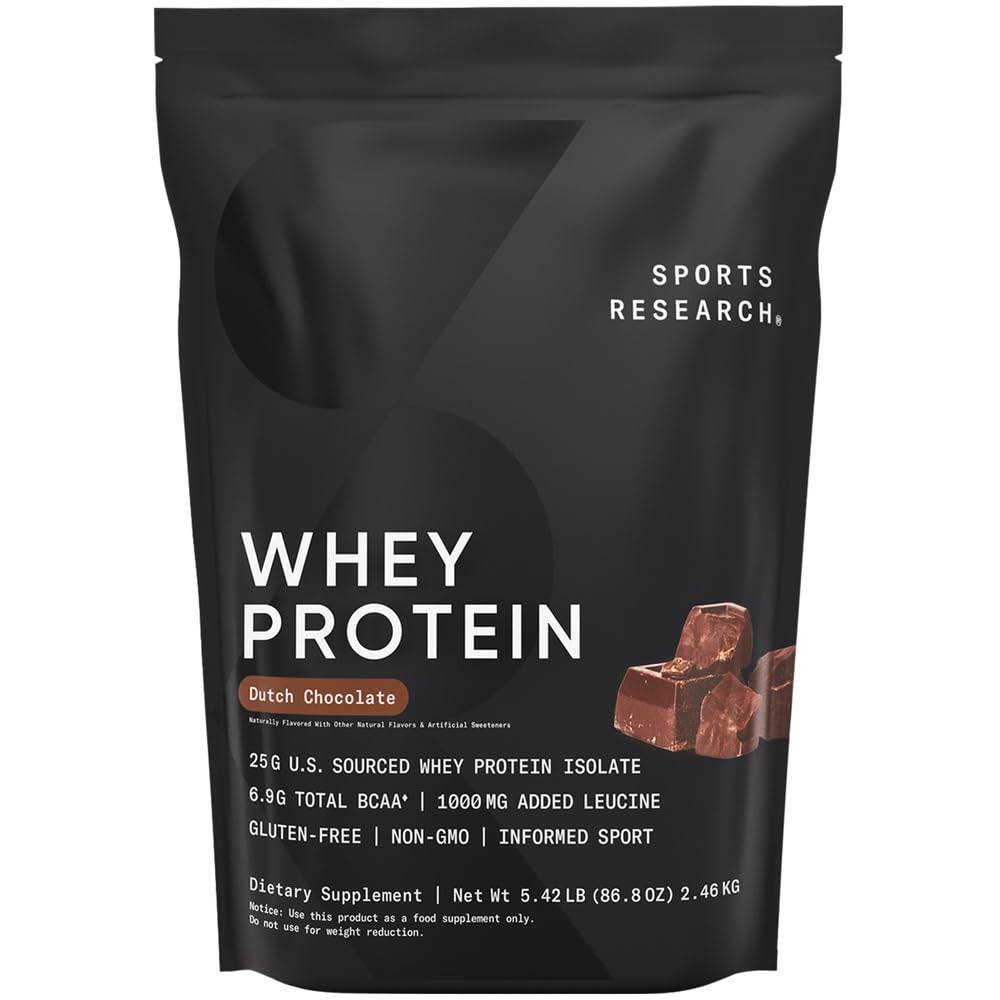 Sport de cercetare Whey Proteina - Sport Nutritie Whey Izolat Pulbere de proteine pentru Lean musculare Clădire & Antrenament de recuperare - 5 lb sac de proteine praf 25g pe servire - Ciocolata olandeză, 60 Serviri