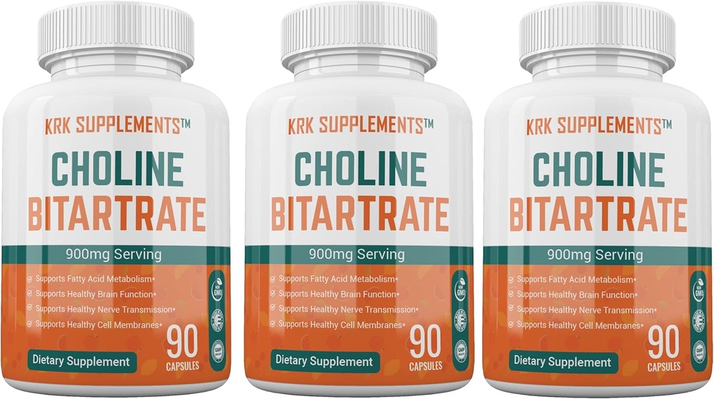 3 Flacoane Choline Bitartrate 900 mg per servind 270 capsule totale KRK Suplimente