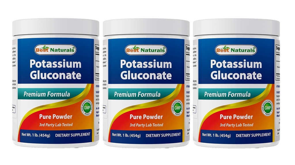 Cel mai bun Naturals Gluconat de potasiu 1lb pulbere (1 LB (Pachet de 3))