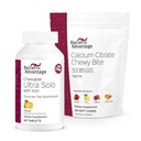 Avantaj bariatric Ultra Solo masticabil cu fier - Citrus, 30 Count şi Citrat de calciu Chewy Bites 500 mg - Asortate aroma de fructe,90 Conte