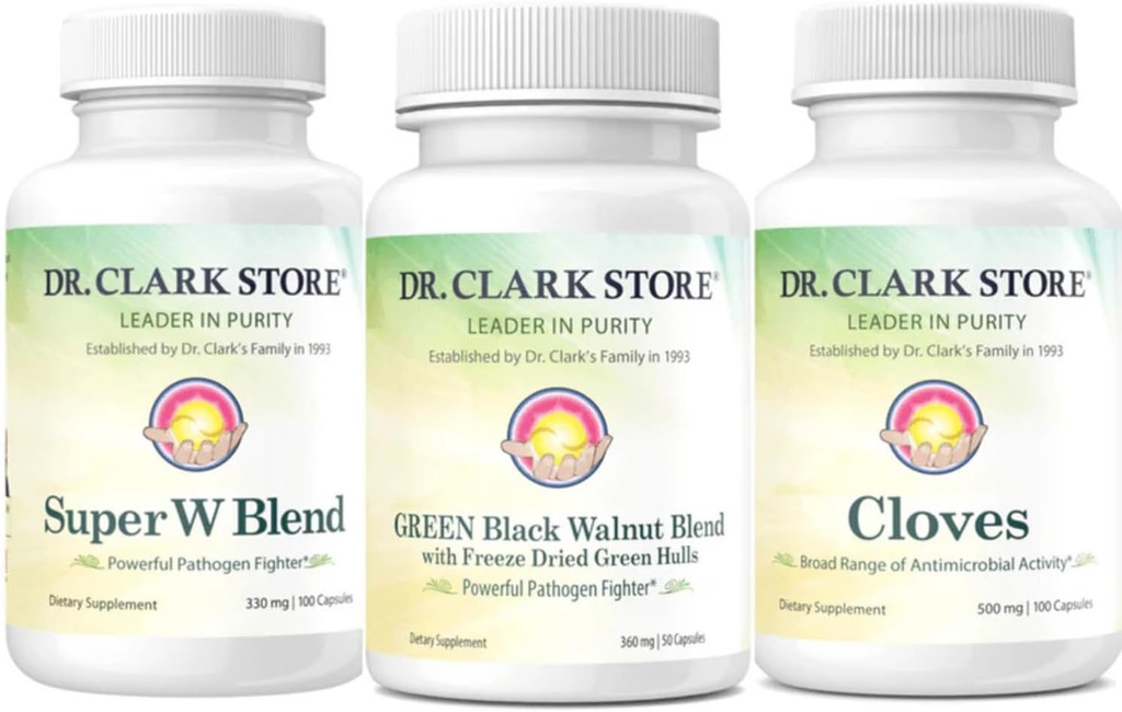 Dr Clark Store Intestine Support & Cleanse Kit - cu Freeze-Dryd Green nuc Hulls, Wormwood, și Cloves-Ajutoare menține funcția optimă intestinală
