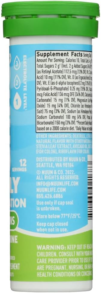 Nuun Vitamine: Electrolit + Vitamine Drink Tablets, Tangerine Lime, 12 Count (Pachet de 4)