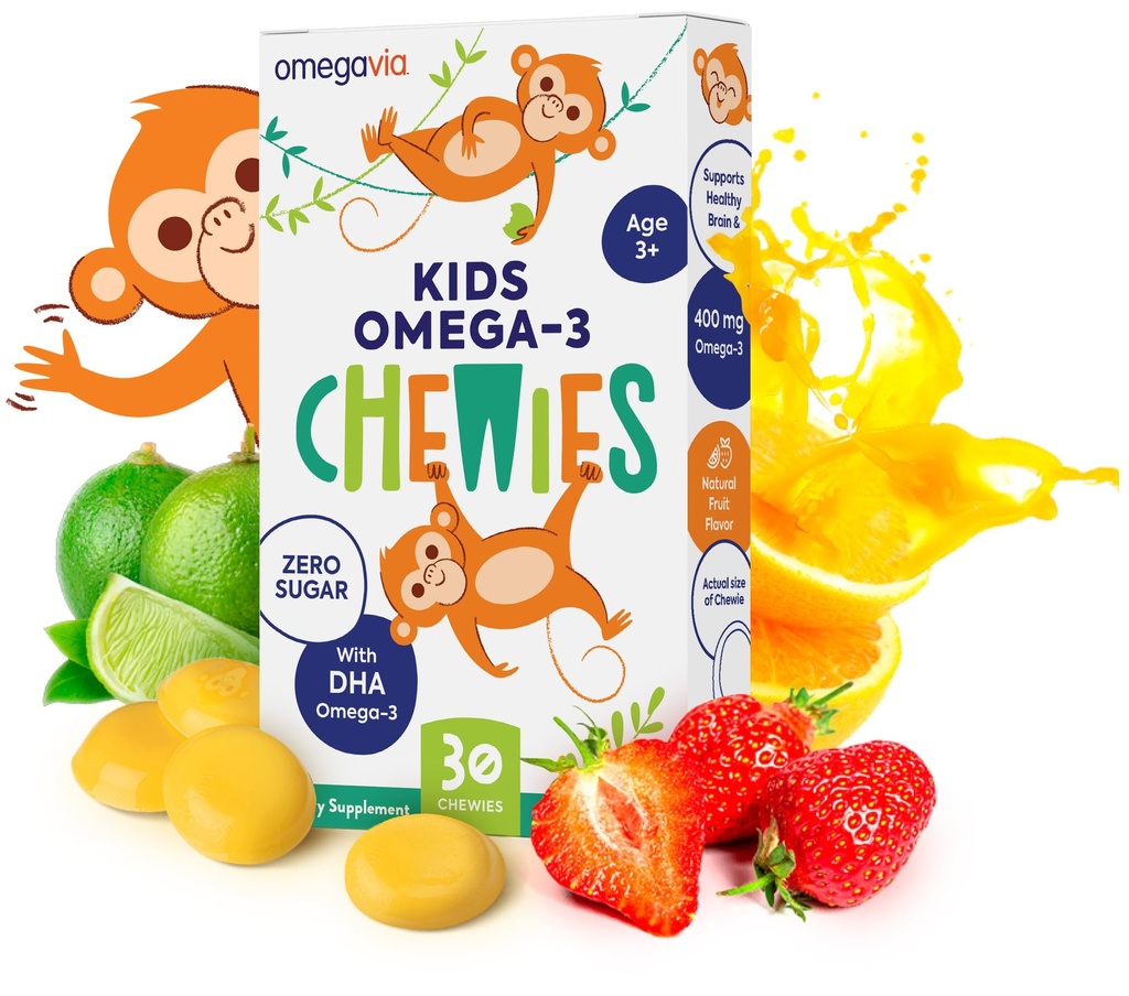 Omega 3 Gumies - Ultra-High DHA Gummy Gel masticabil - Omega 3 pentru copii Suporturi Creier & Eye Health - Aroma de fructe naturale fără zahăr - Copii Omega 3 Gummie ulei de pește (30 Count)