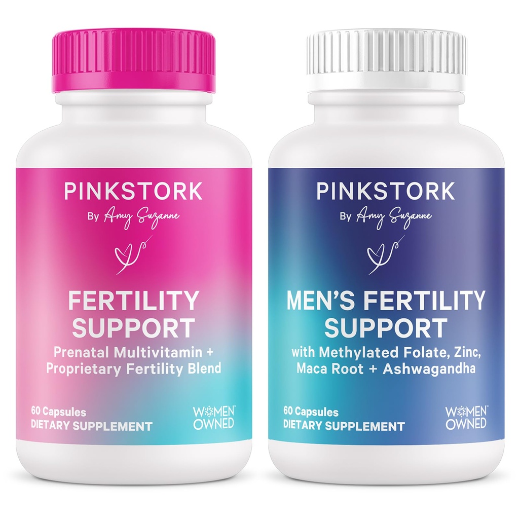 Furtuna roz Bundle lui şi fertilitatea ei: Suplimente de fertilitate pentru femei, Suplimente de fertilitate pentru bărbaţi, Fertilitate Vitamina prenatala, Vitex, Inositol, Folat, Vitamina B6, 60 capsule