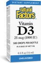 Factori naturali Vitamina D3 1000iu lichid 0,5 OZ (Multi-Pack)