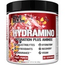 Evlution Nutrition HYDRAMINO Multiplicator complet de hidratare, Toate 6 Electroliti, Vitamina C & B, Fluid Boosting Aminos, Apa de Coconut, Rezistenta, Recuperare, Antioxidanti, 30 Serveste, Punch de fructe