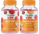 Biotina de viață Copii + Citrat de magneziu Copii, Gume Bundle - mare Tasting, Supliment de vitamine, Gluten gratuit, OMG-uri Gratuit, Guma de mestecat