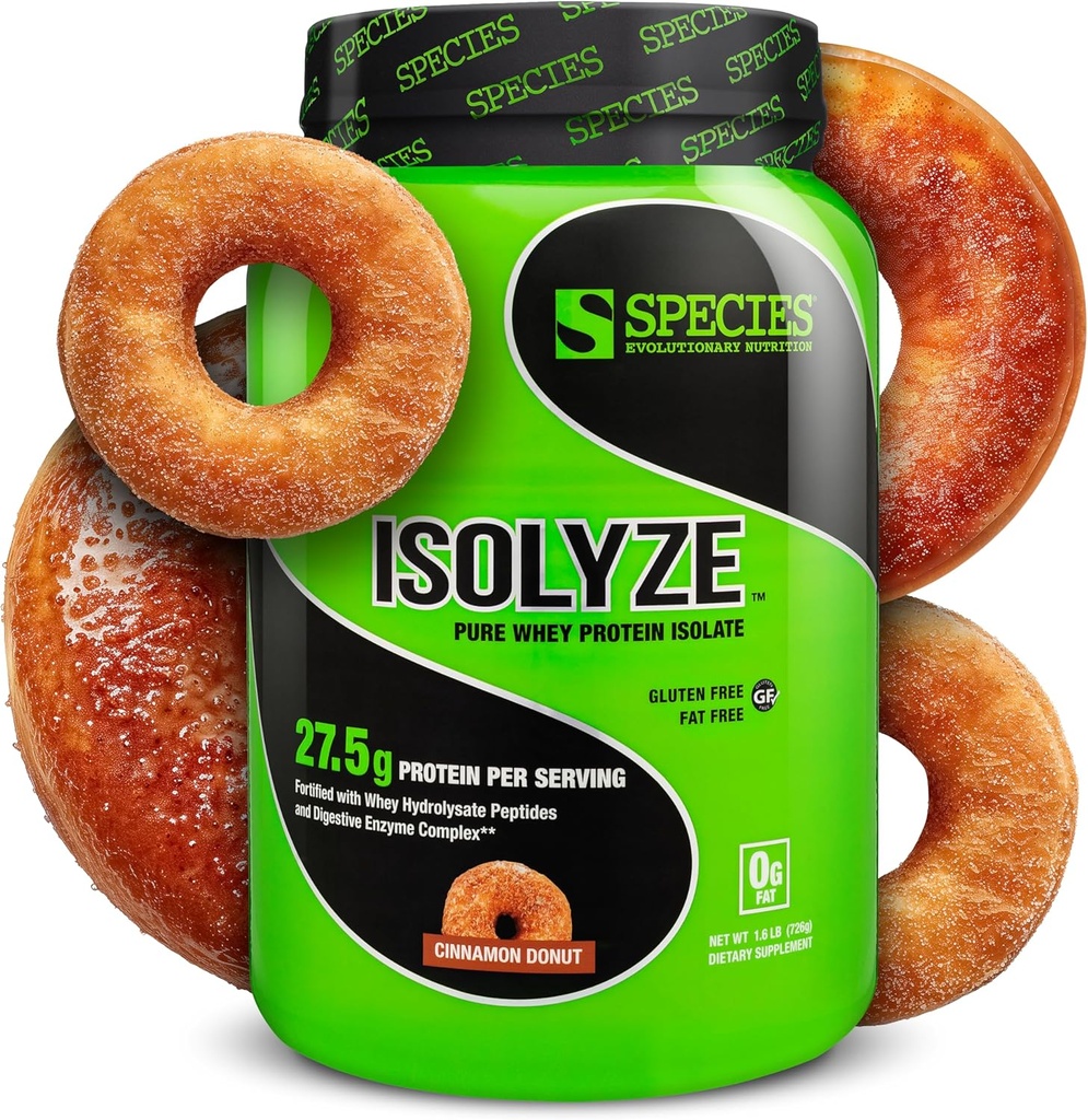 Specie Nutritie Izoleaza Pudra de proteine Whey, 100% Whey Izolat pentru cladirea muschilor, 27,5g Proteine per scoop, Fara zahar si grasime scazuta (Cinnamon Donut, 22 Serviri)