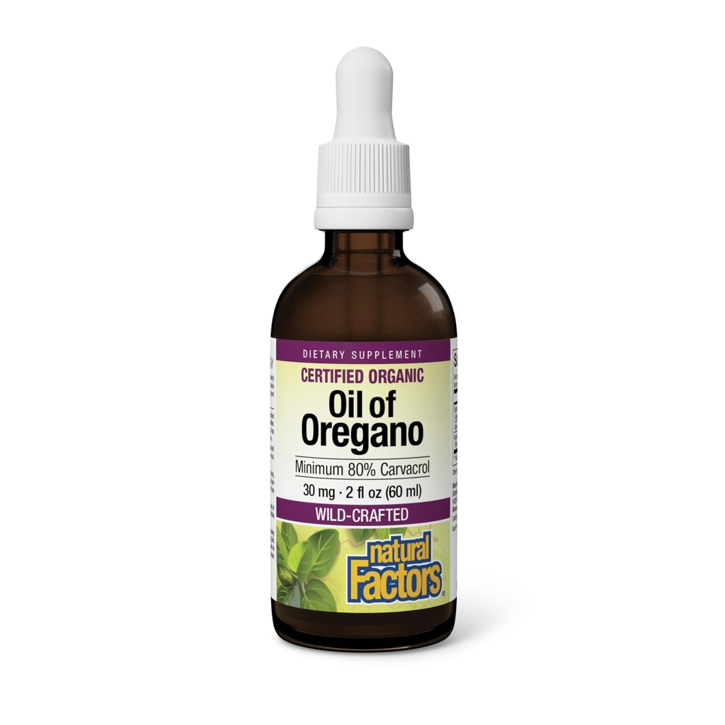 Factori naturali Ulei de Oregano - supliment de sprijin antioxidant lichid pentru suport imunitar - Easy Swallow Health Supliment cu non-GMO & Gluten-Free Formula - 2 fl oz (375 Serviri)