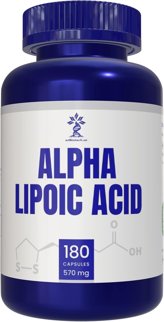 Capsule Alpha Lipoic Acid (ALA) 570 mg - 180 Count, Gluten Free, Non-GMO, Vegan