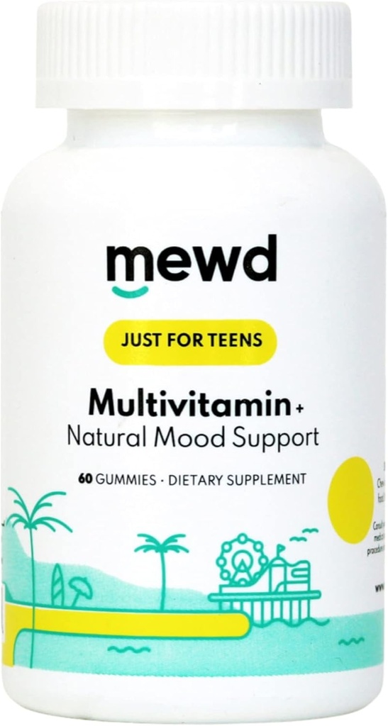 Mewd Teen/Kids Daily Multivitamine Gummy cu imbunatatitor de stare naturala,Vegan,Sistem imunitar Booster Supliment,Kids Vitamina cu fier,Zinc,Gluten gratuit-Focus Vitamina pentru copii-Brain Health-Made în Statele Unite ale Americii