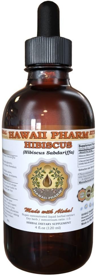 Hawaii Pharm Нibiscus Extract lichid, Organic Нibiscus flori (Нibiscus Sabdariffa) Tincture Supliment 4 oz