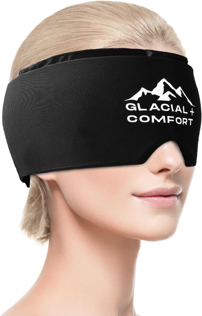 Migrenă de relief Glaciar Comfort - Terapie rece și compresie pentru ajutor de cap, reglabil și reutilizabil, Freezable, Odorless, Non-Toxic, Se potrivesc confortabil pentru toate dimensiunile capului, Mamele Ziua Idee cadou.