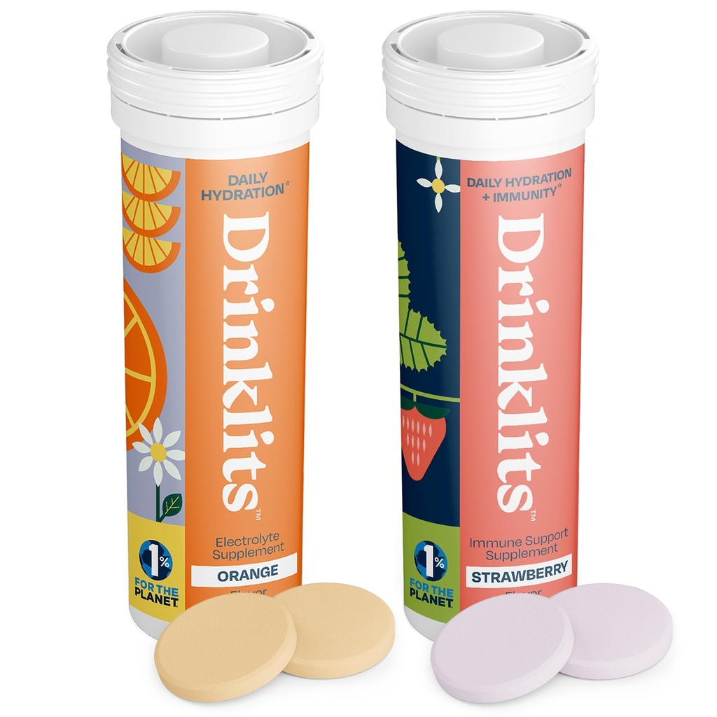 Drinklits Orange Daily Hydration Tablete + Căpșuni Imunitate Tablete (2) Tube pachet 