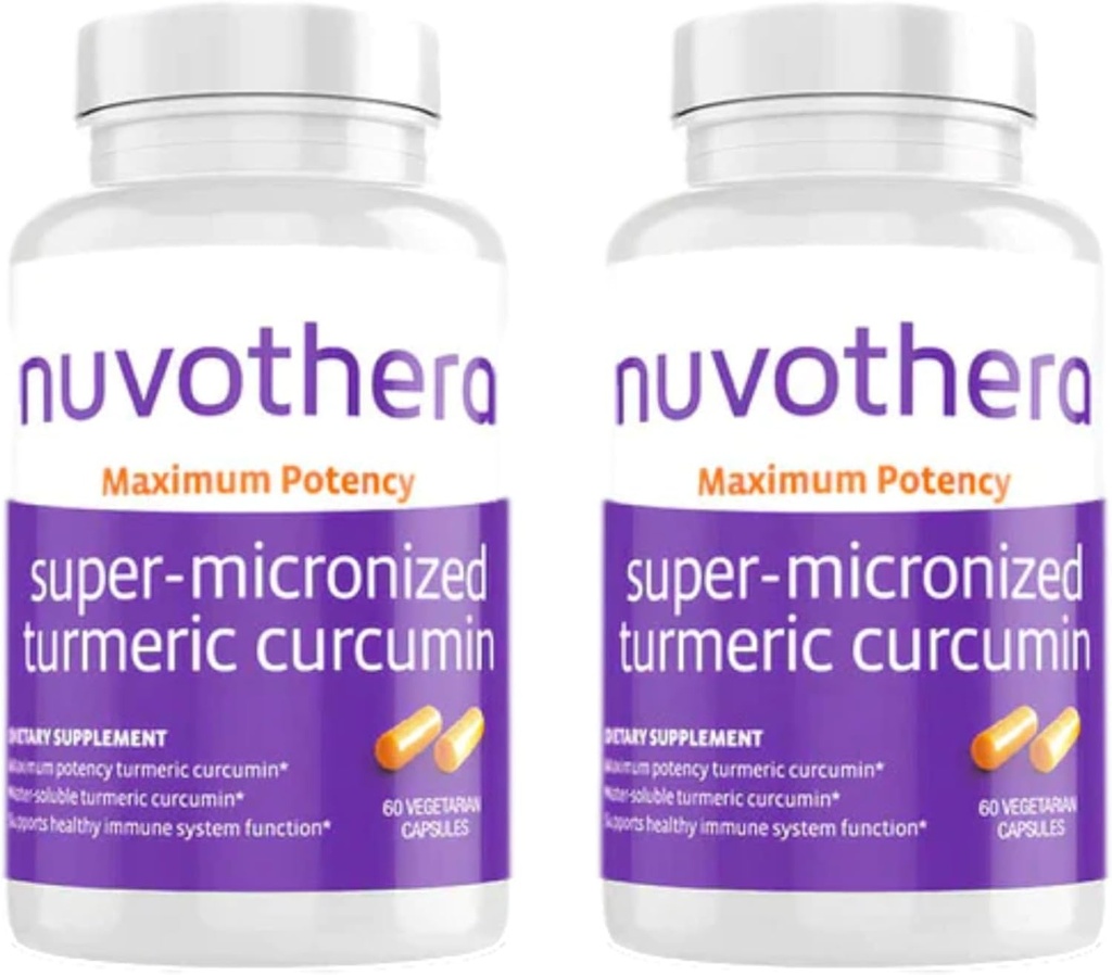 Nuvothera Capsule cu Curcumină Turmerică Super-Micronizată cu Curcumină 2-Lonth Supply Absorbtion Rapid, Root Whole, Non-GMO, Skin, Gut Health & Antioxidants (120 capsule)