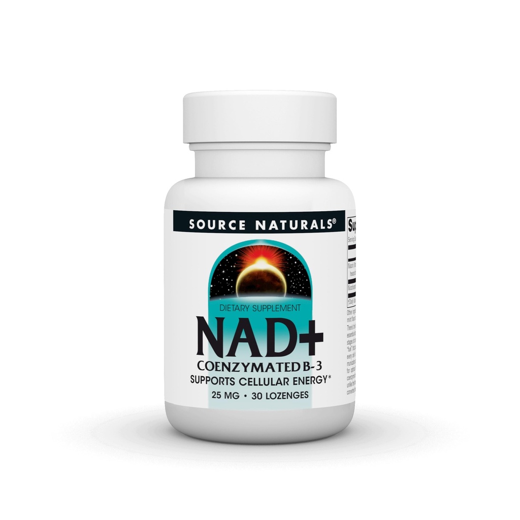 Sursa Naturals NAD+, Coenzimated B-3, Suportă energie celulară*, 25 mg - 30 Lozenges