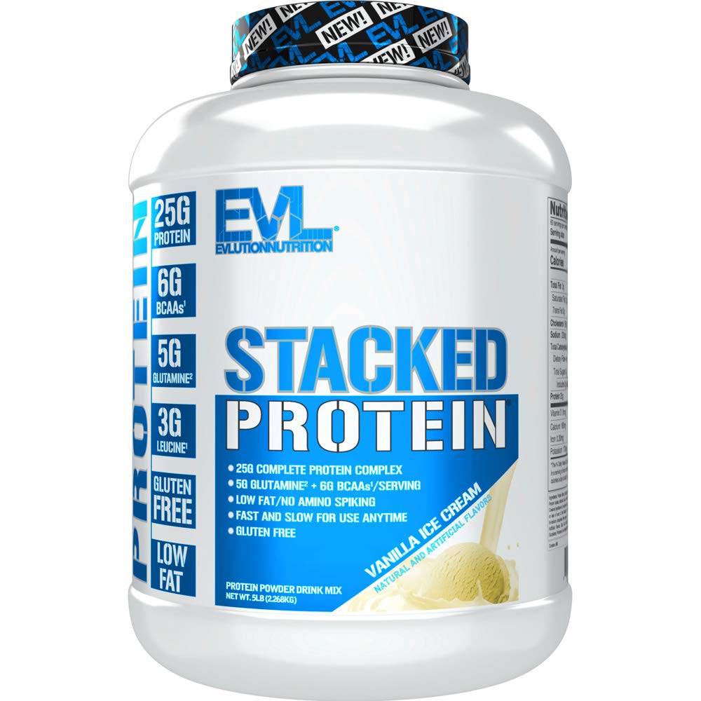 Evlution Nutrition Stucked Proteine Powder with 25 Grams of Proteine, 6 Grams of BCAAs and 5g of Glutamina (Vanilla Ice Cream, 5 LB)