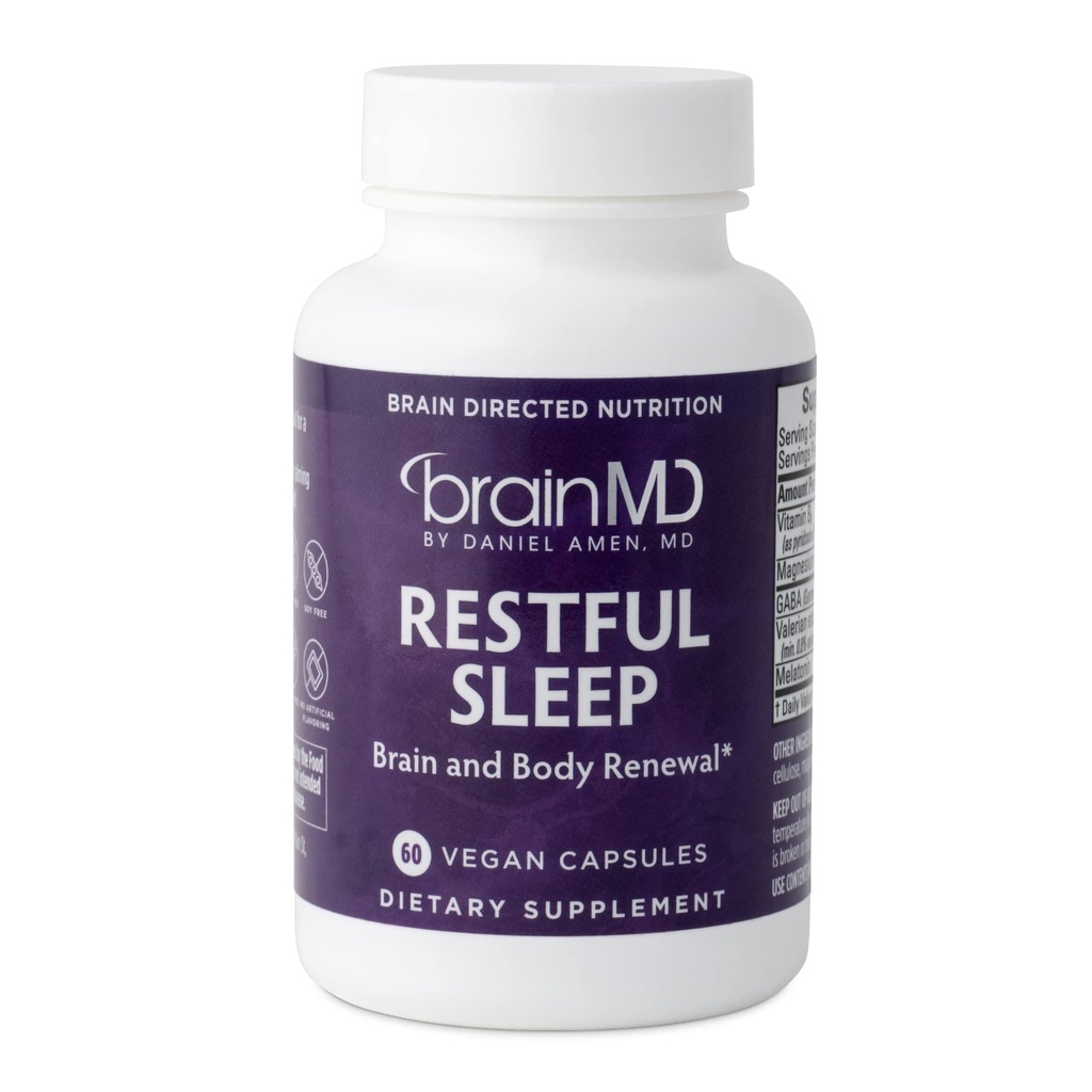 Dr. Amin creierMD somn odihnitor - 60 capsule - Promovează relaxare și calm, conține melatonină, valeriană, GABA & Magneziu, formare non-habit - gluten-free - 15 serviri