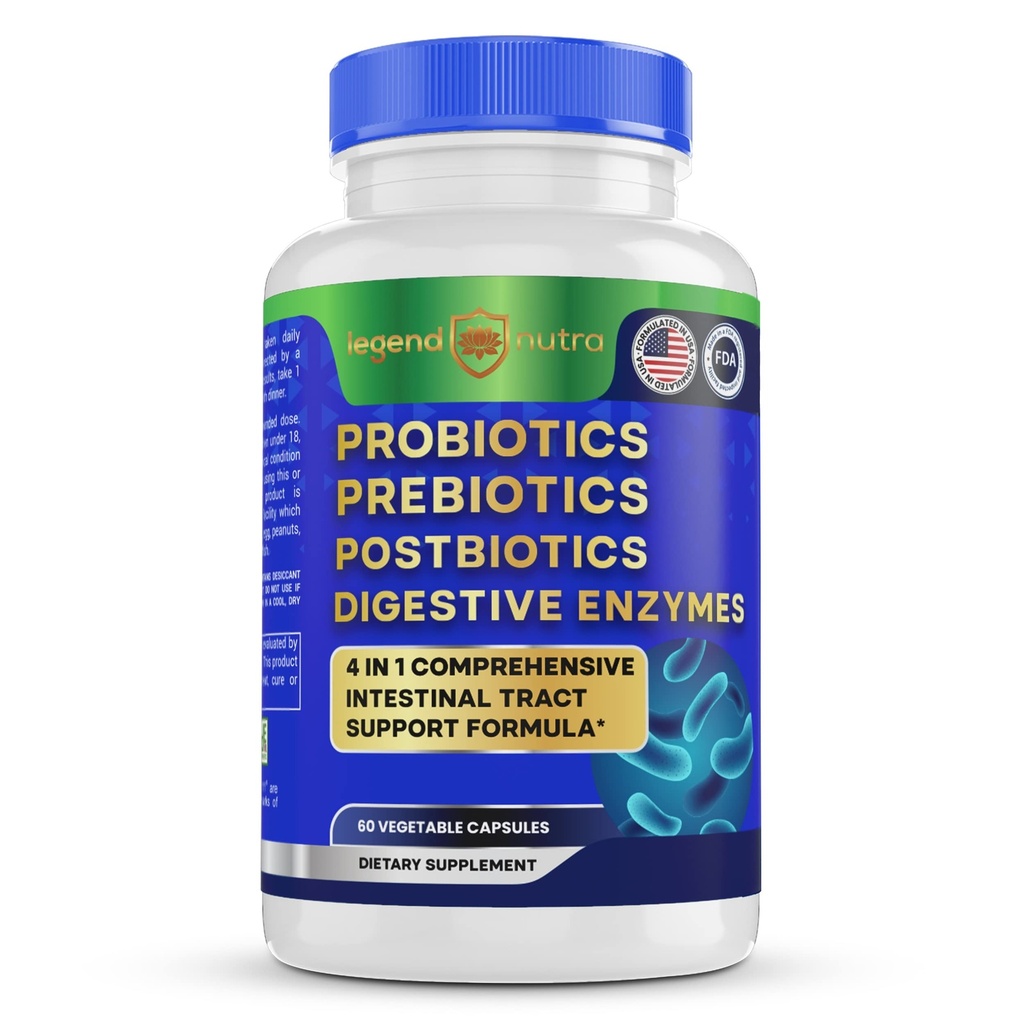 Probiotice Prebiotice Postbiotice Enzime digestive 4 din 1 Formula 60 Conte (Pachet de 1)