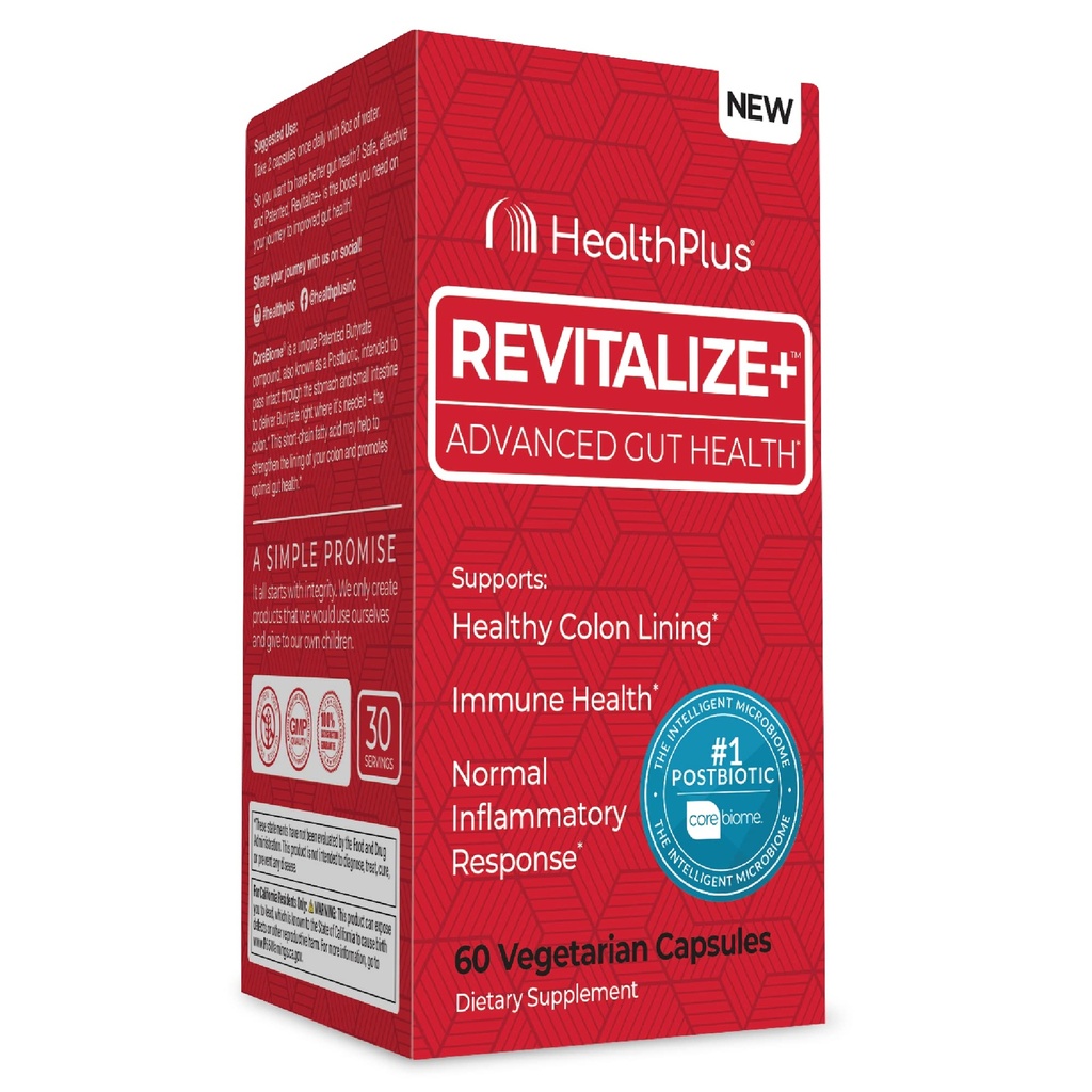 Sanatate Plus Revitalize+ Tributirină de corebiom postbiotice pentru sănătate digestivă completă, Leaky Gut, Colon 