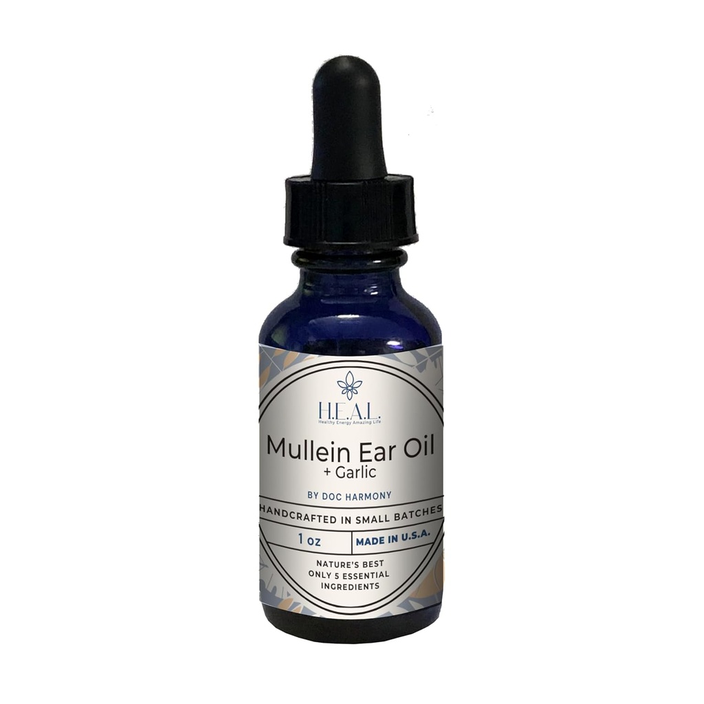 Ulei de urechi Mullein Harmony + usturoi Ulei - 1 oz pentru urechi uscate, mancarimi