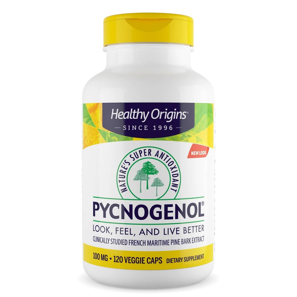 Origine sănătoasă Pycnogenol 100 mg (Super Antioxidantul Naturii, Non-GMO, Gluten Free, Suport cardiovascular), 120 Capace Veggie