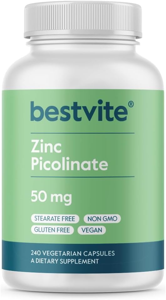 Picolinat de zinc BESTVITE 50mg (240 Capsule vegetariene) - Fără Stearet - Vegan - Non OMG - Gluten Free