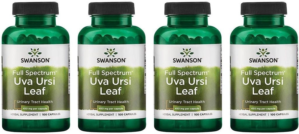 Swanson Full-Spectru Uva Ursi Leaf - Herbal Supporting Rinichi & tract urinar Health - May Support Cardical System Function & Bladder Health - (100 capsule, 450 mg fiecare) 4 Pack