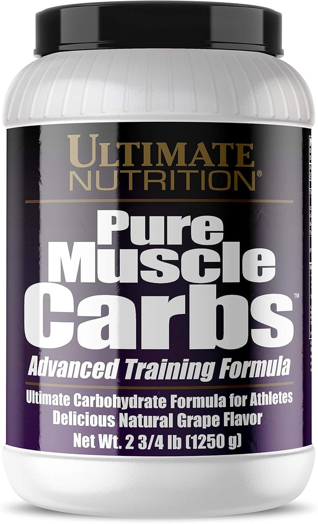 Ultimate Nutriție carbohidrați musculare pure - Complex Carbohidrat pulbere pentru energie susținută - Fără grăsime, fără colesterol - Calorie pentru gaini musculare și sportivi, struguri, 2,75 lire sterline