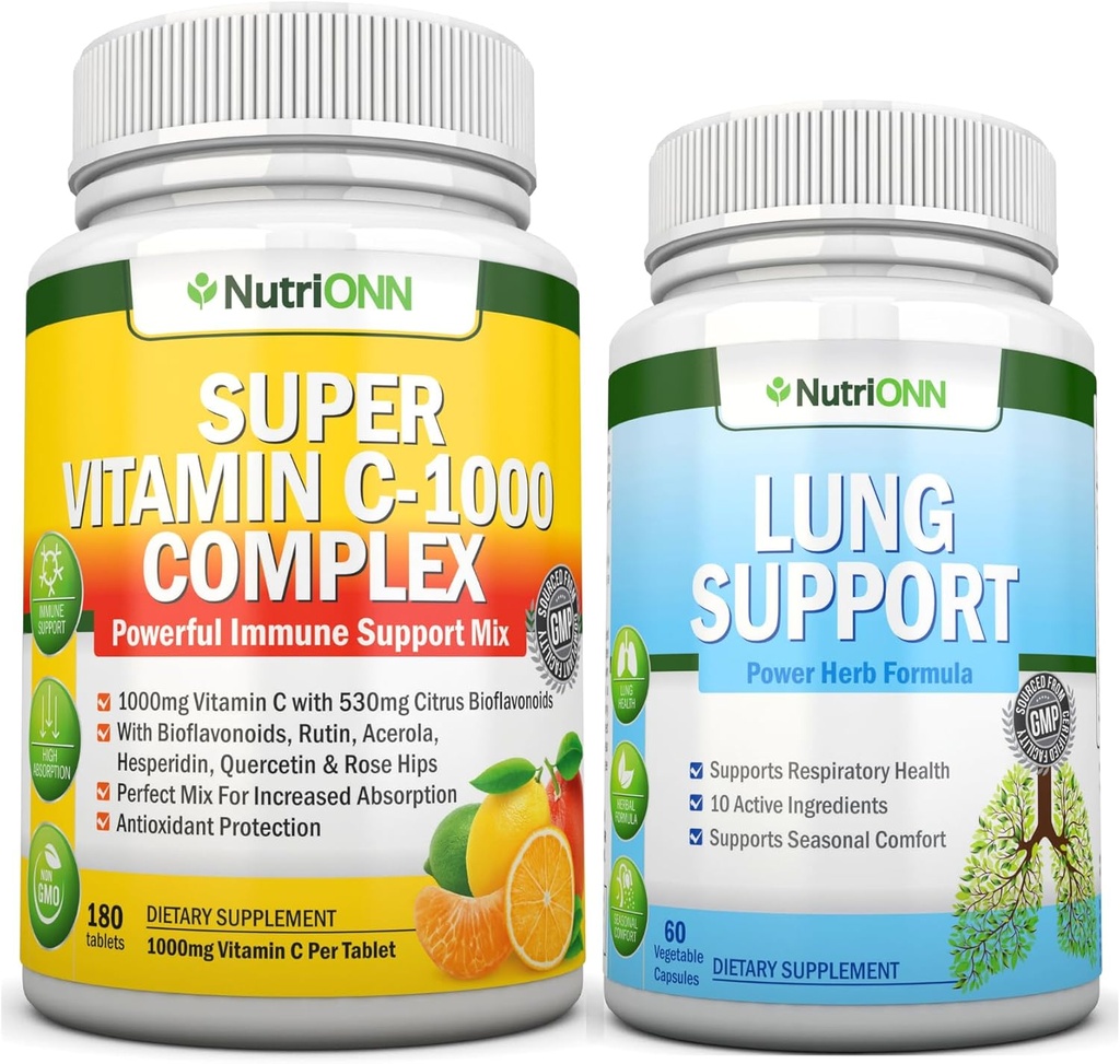 Super Vitamina C comprimate complexe & Lung suport capsule Combo - țintă de sprijin pentru sănătatea plămânilor
