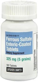 Sulfat feros 325 mg comprimate cu acoperire enterică 100 Număr de comprimate