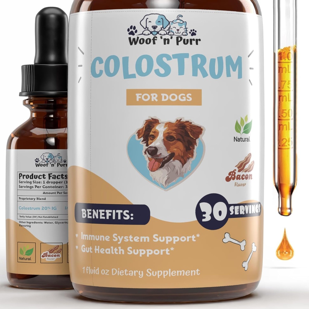 Colostrum pentru câini - Colostrum de câine - Colostru pentru câini Alergii - Dog Alergia Ajutor - Dog Supliment comun de câine - Suplimentul Colostru pentru câini - Bovin Colostru pentru câini - Dog Mâncărime Ajutor - 1 fl oz