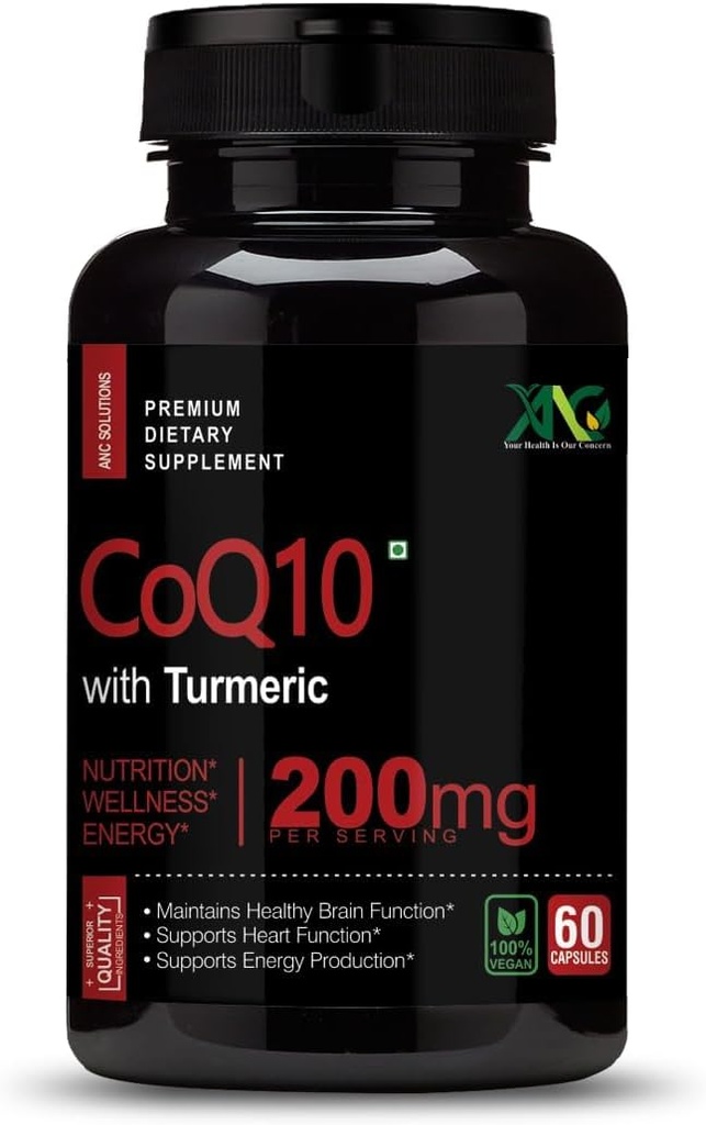 Generic Viva High Absorbtion CoQ10 cu Turmeric - Suplimente nutritionale antioxidante, Heart Health & Healthy Brain Function - Ubichinol pentru sanatatea mitocondriala - 200mg 60 capsule