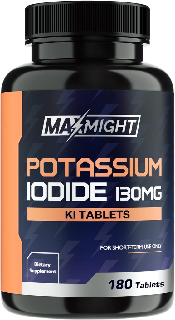 Iod de potasiu 130 mg, non-GMO, supliment alimentar, 180 comprimate, până la 6 luni de aprovizionare, pastile iod de potasiu, YODO Naciente, Made in the USA