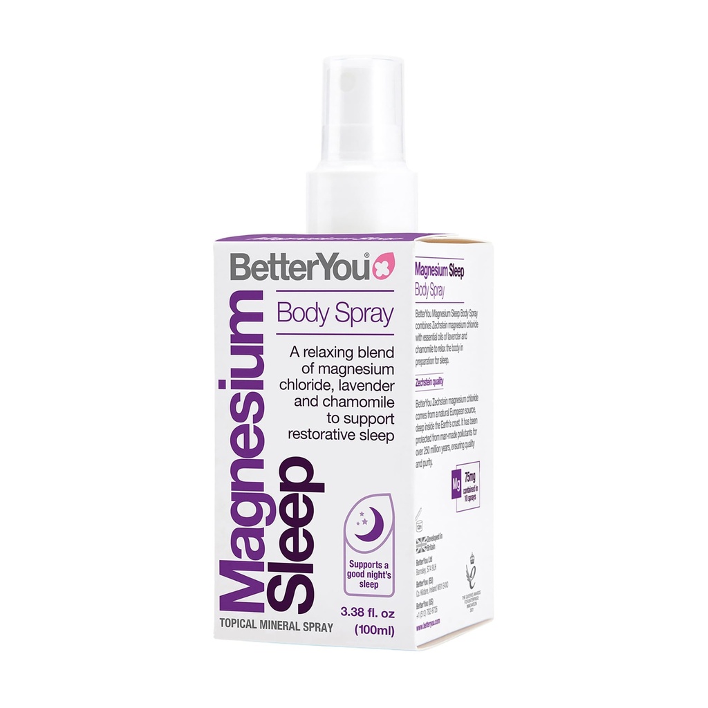 Mai bine vă magneziu corp de somn Spray - Relaxare Magneziu Topic și ulei esențial Spray - Lavandă și mușețel - promovează un somn mai bun - 3.38 oz
