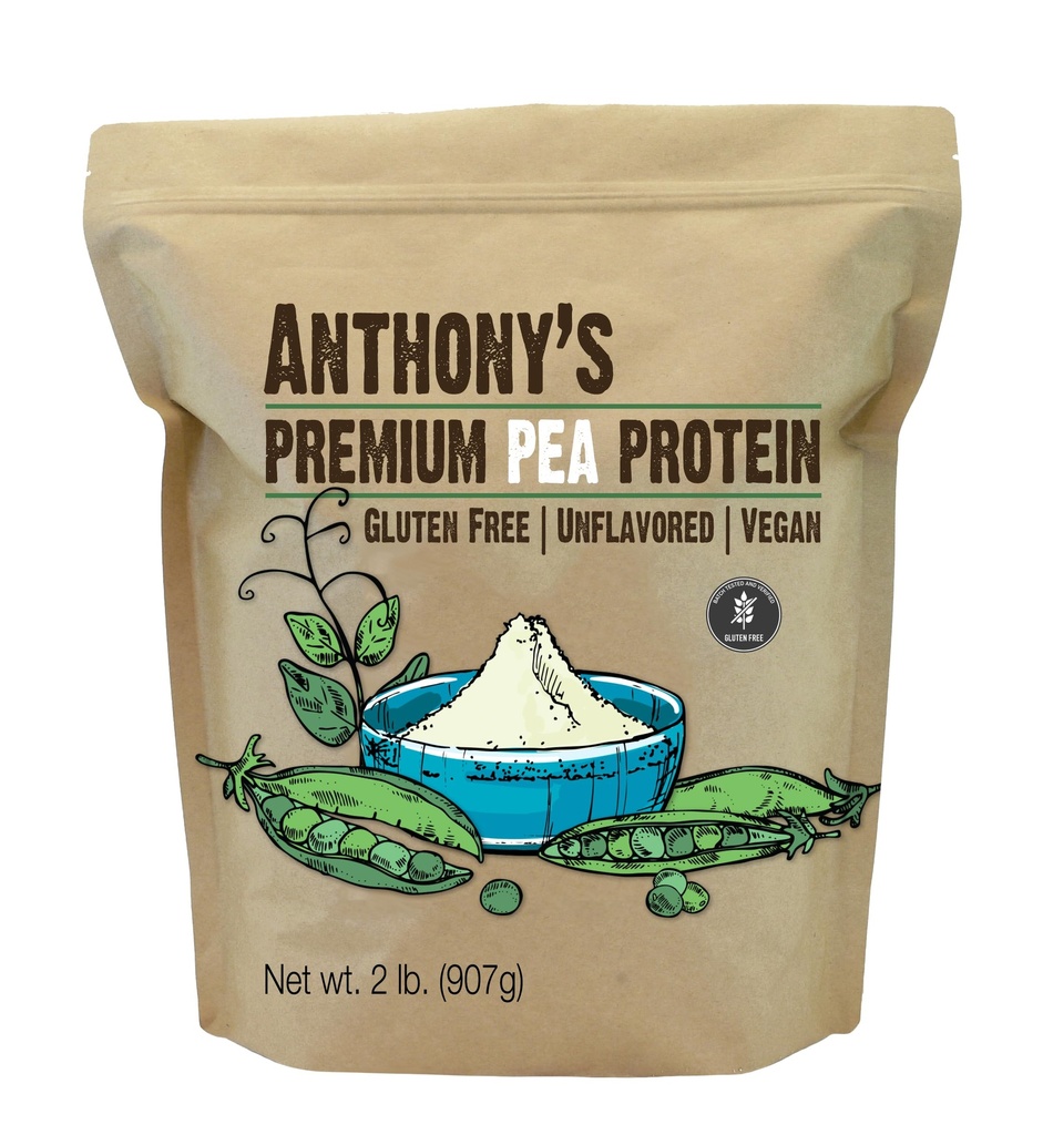 Anthony Premium Pea Proteine, 2 lb, Plant based, Gluten Free, Unflavored, Vegan, Keto Friendly, Made from Peas