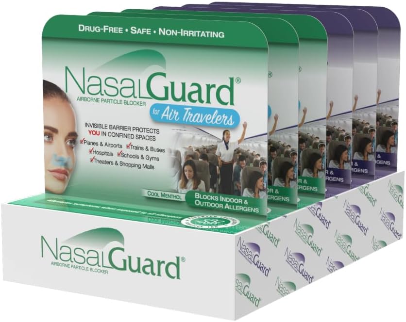 Airborne Particule Blocker Nasal Gel pentru călătorii Air - Drog-free, non-iritant, non-drowsy, Airplane Travel aprobat - peste 150 de aplicații per tub (amestecat, 3g, pachet de 6)